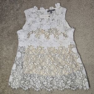 Anthropologie lace tank size small white and black